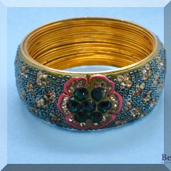 J40. Wide beaded bangle bracelet - $12